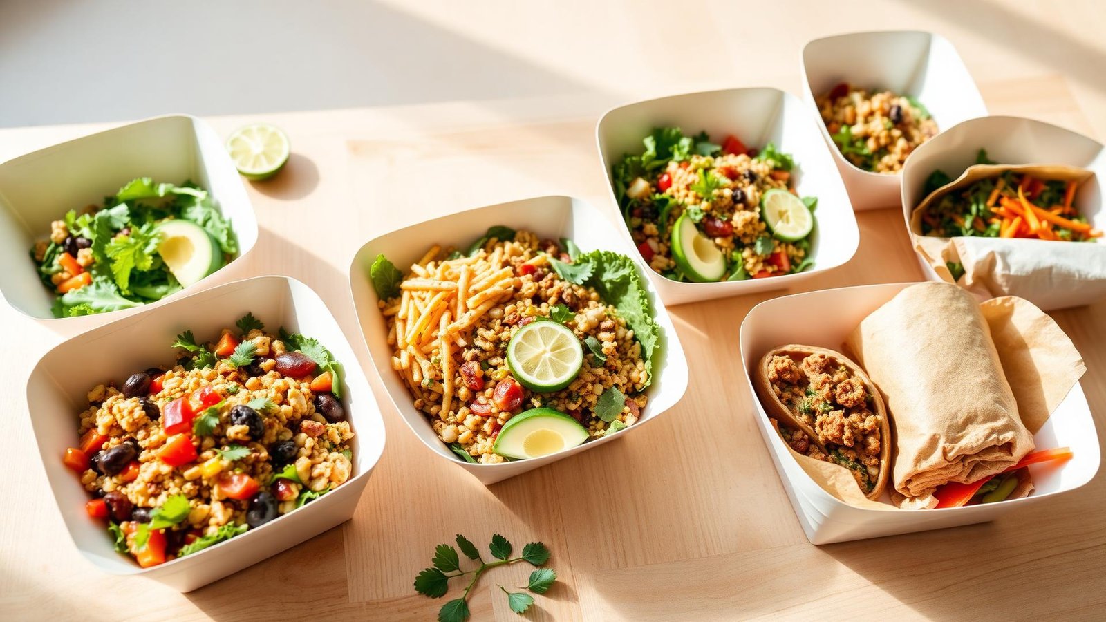 Fresh grain bowl with vegetables and greens